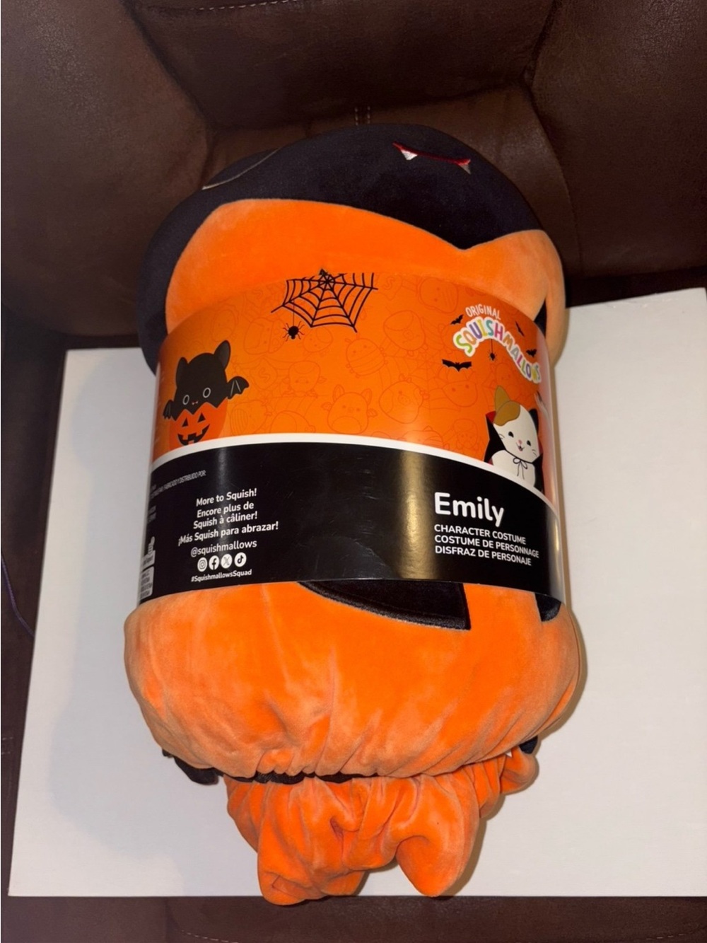 Squishmallow costume Emily black bat in pumpkin jack-o-lantern halloween plush - Picture 3 of 9